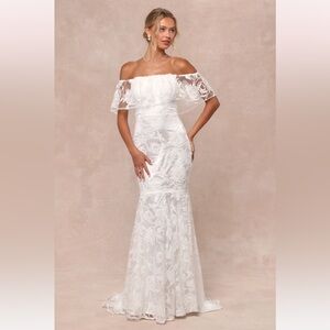 NWT Lulus Perfect Eternity White Off-the-Shoulder Floral Maxi Dress (Sold Out)